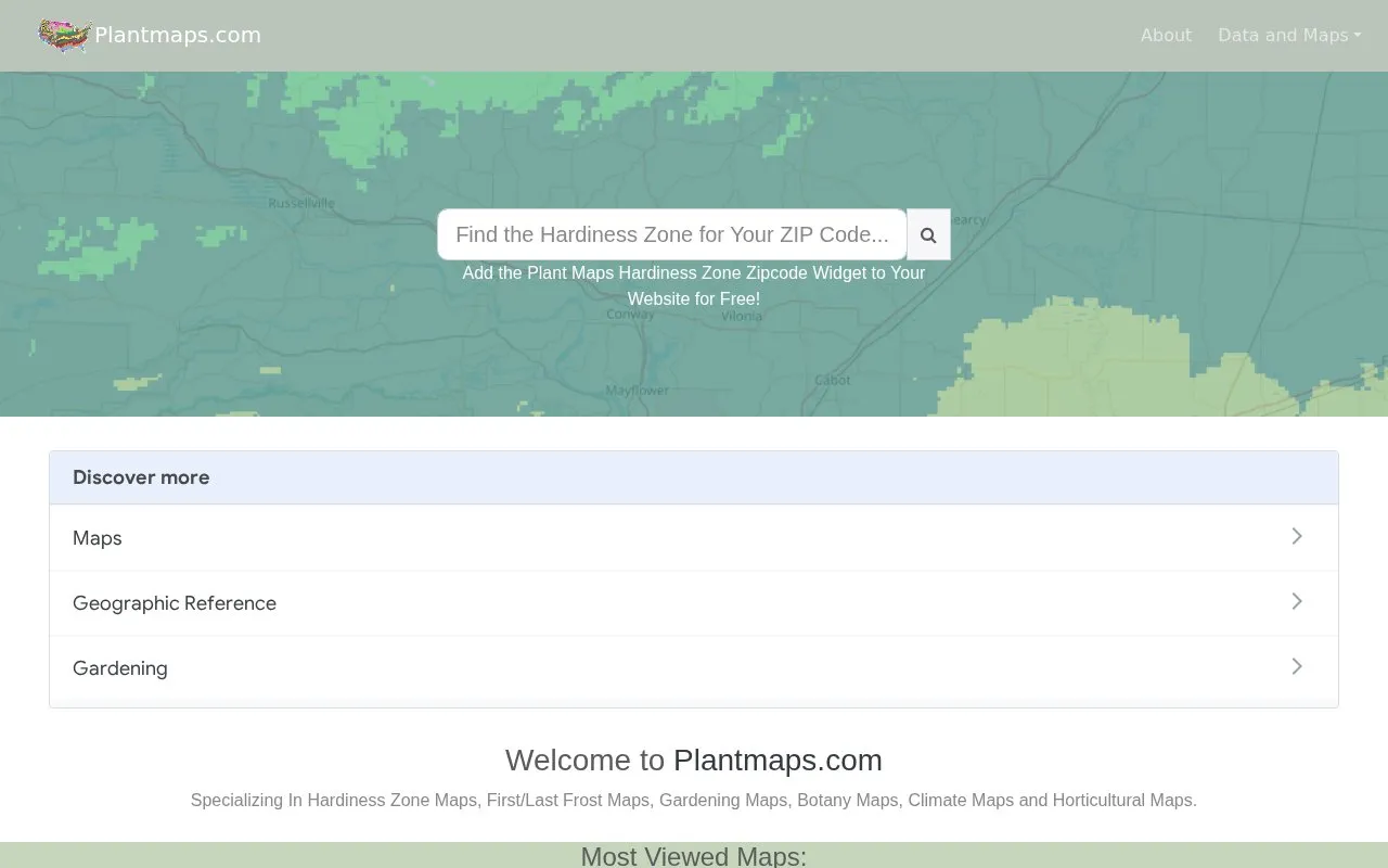 Plantmaps homepage screenshot