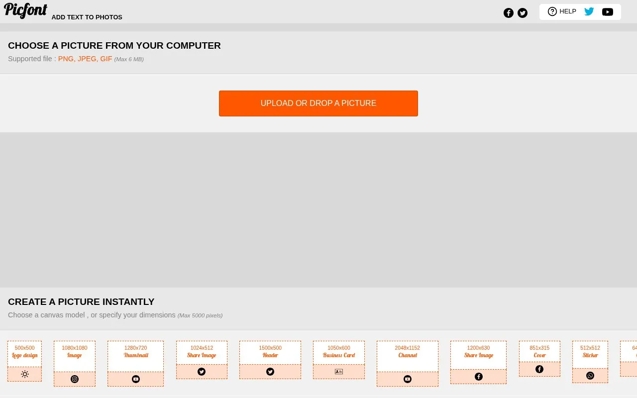 PicFont homepage screenshot