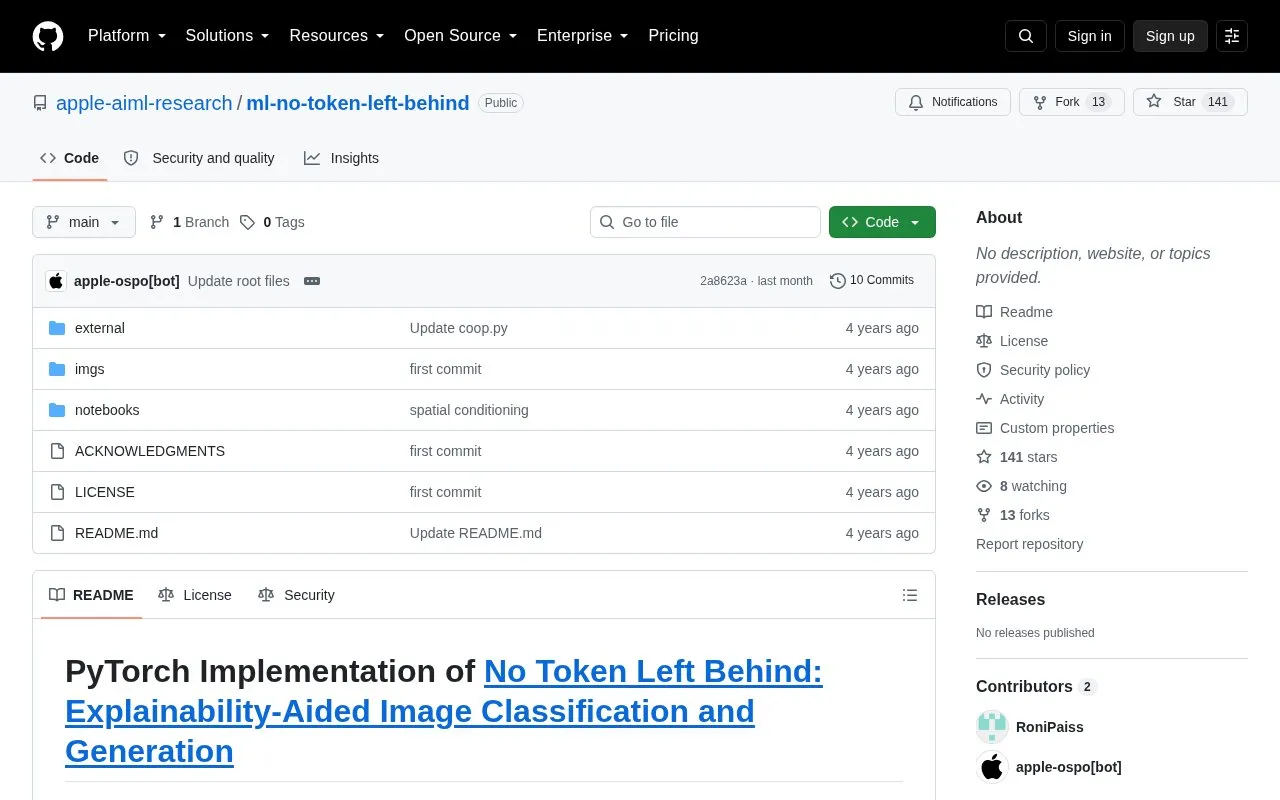 apple/ml-no-token-left-behind homepage screenshot