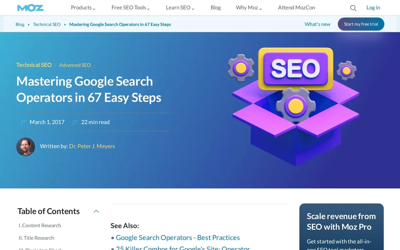 Mastering Google Search Operators homepage screenshot