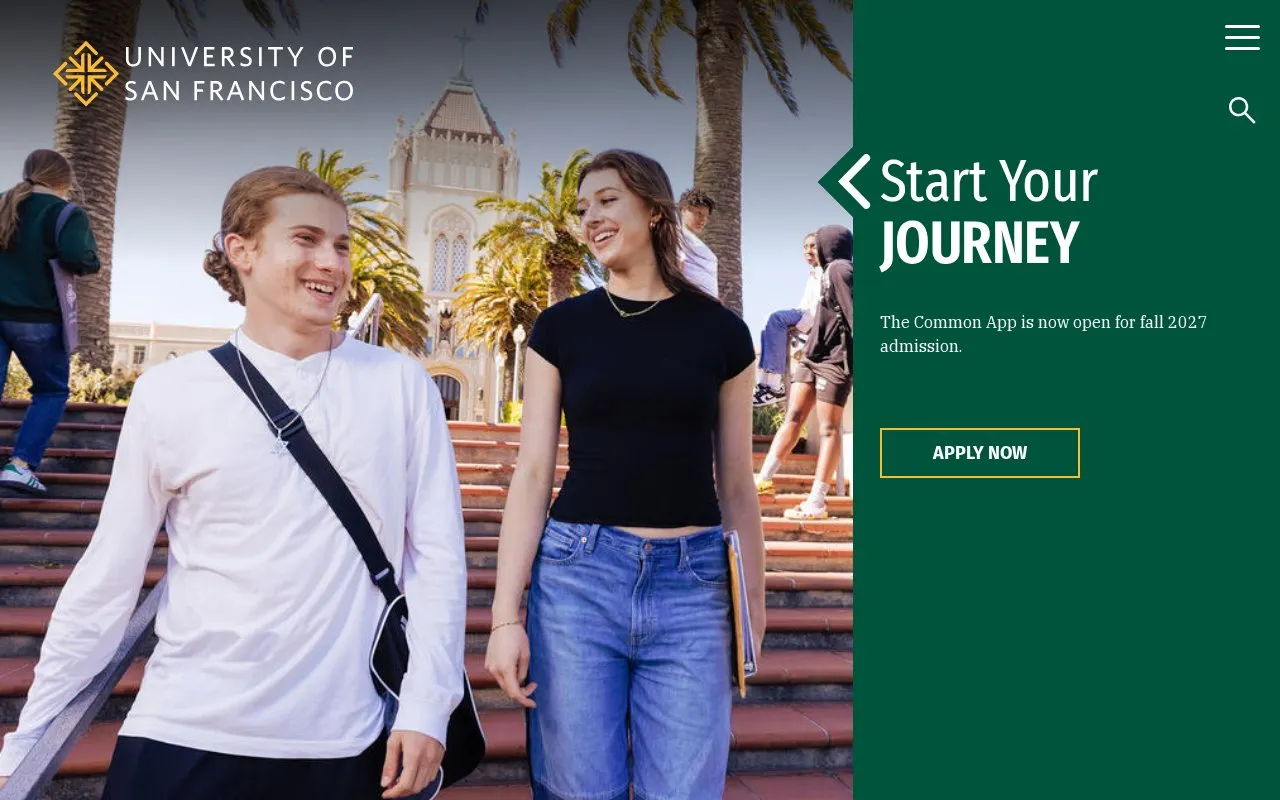 University of San Francisco homepage screenshot