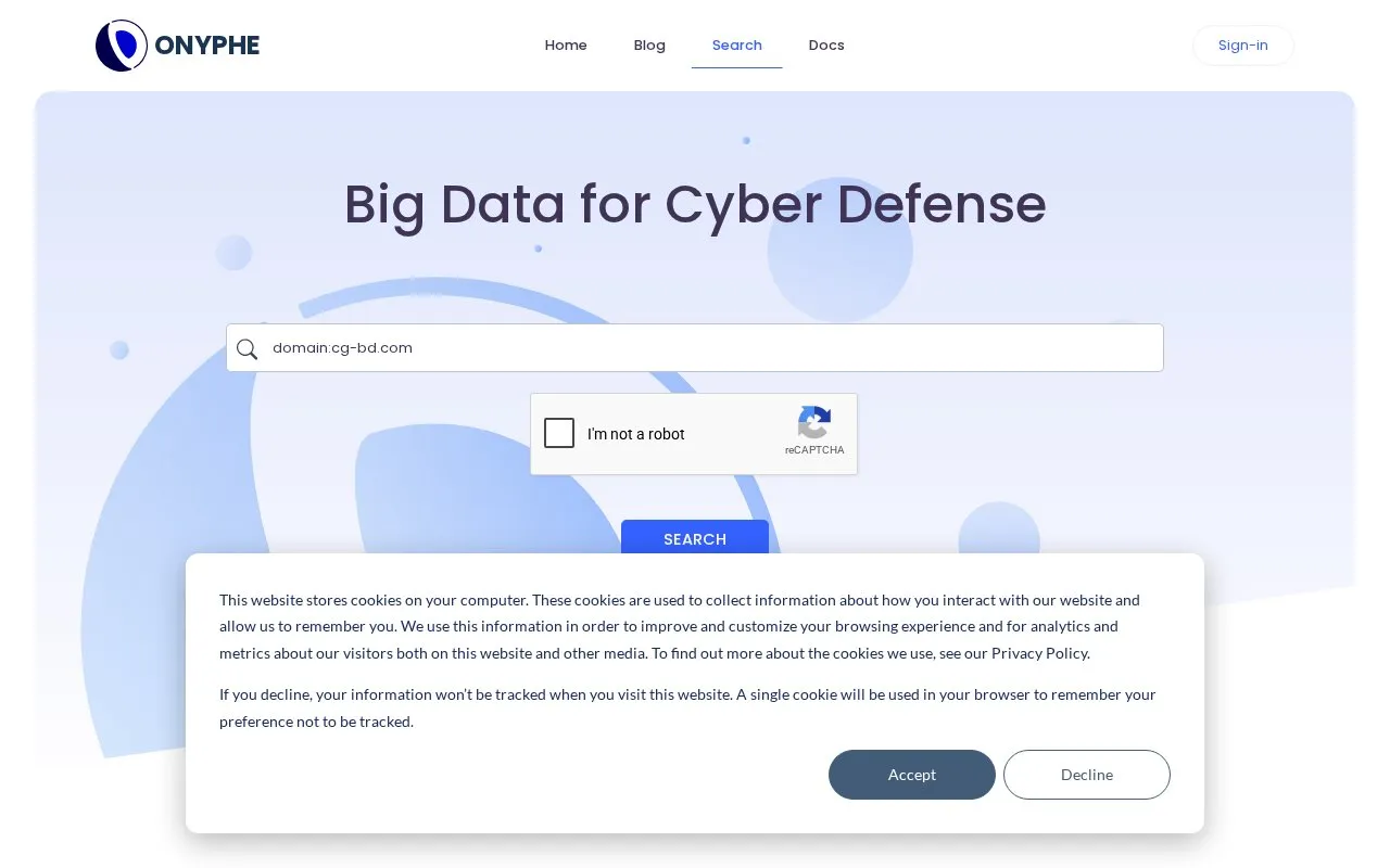 ONYPHE homepage screenshot