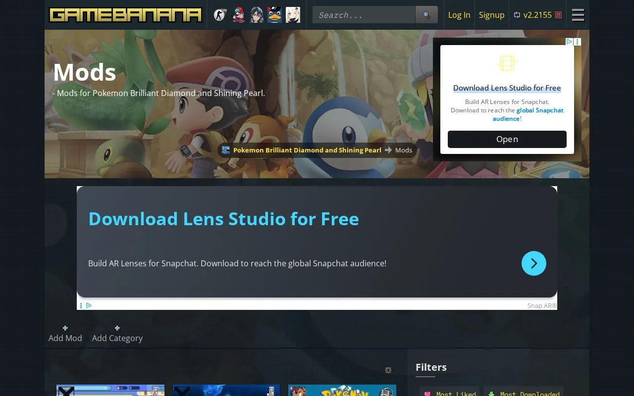 GameBanana homepage screenshot