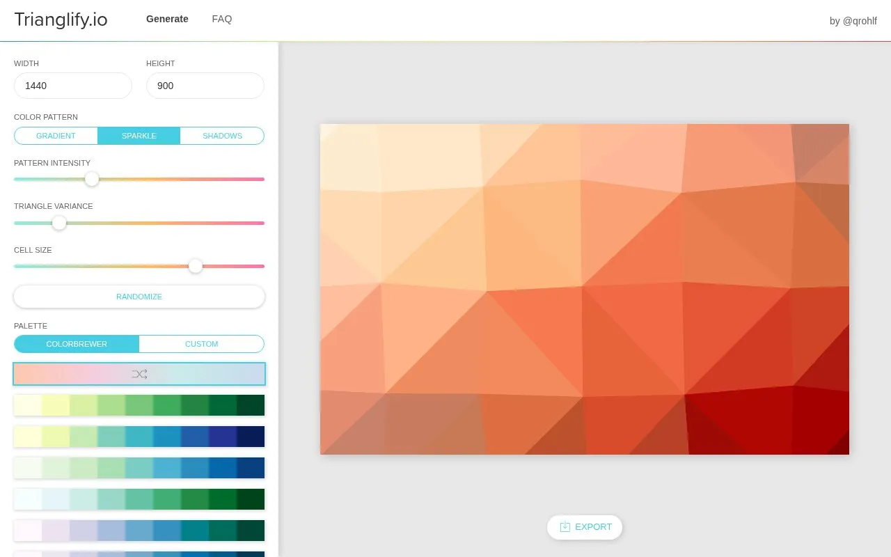 Trianglify.io homepage screenshot