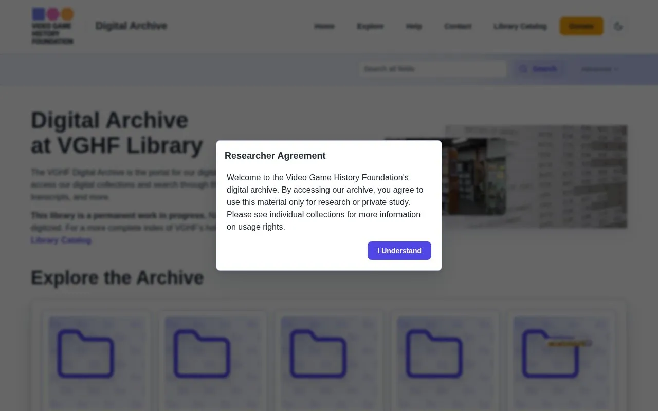 Archive homepage screenshot