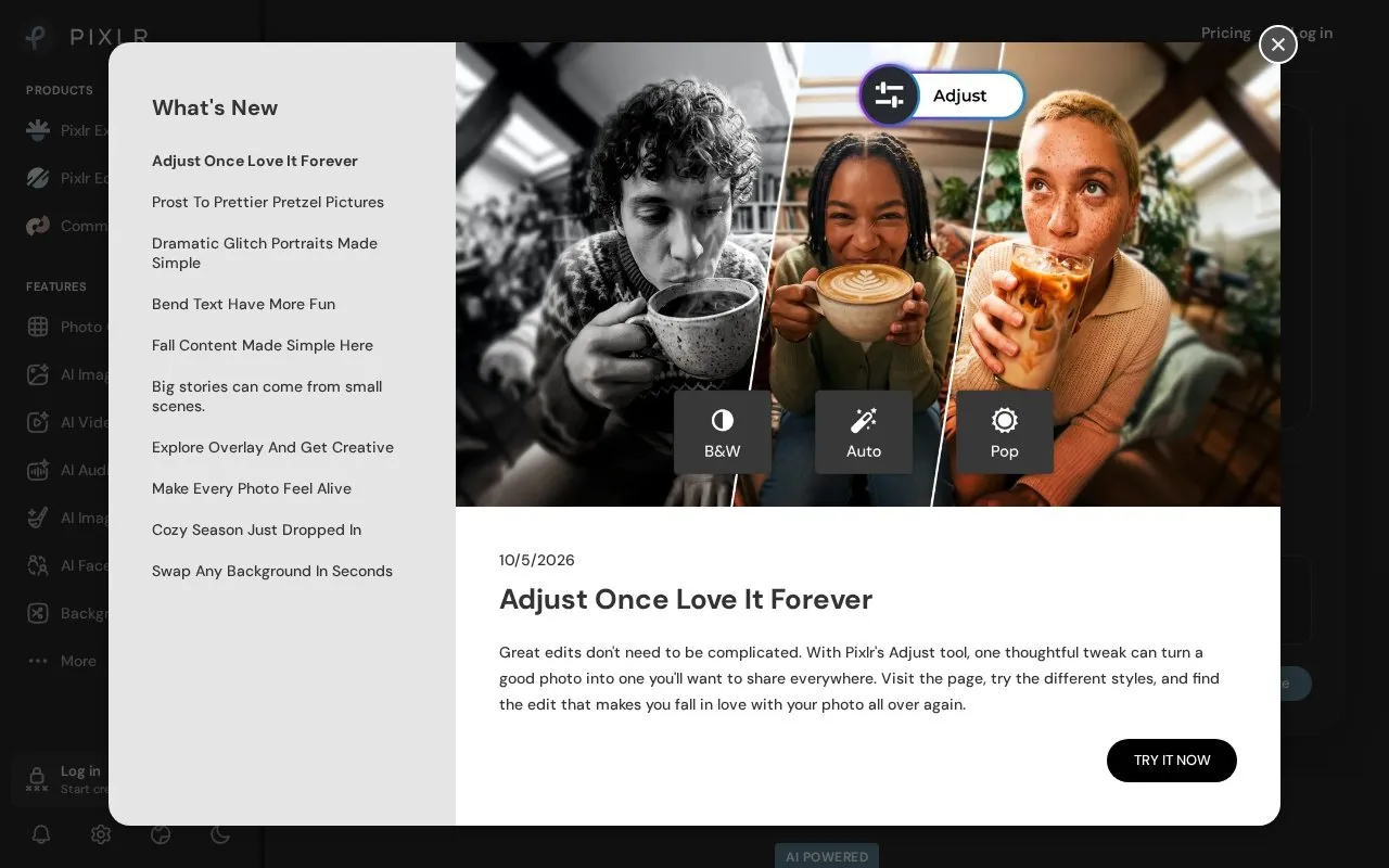 Pixlr homepage screenshot