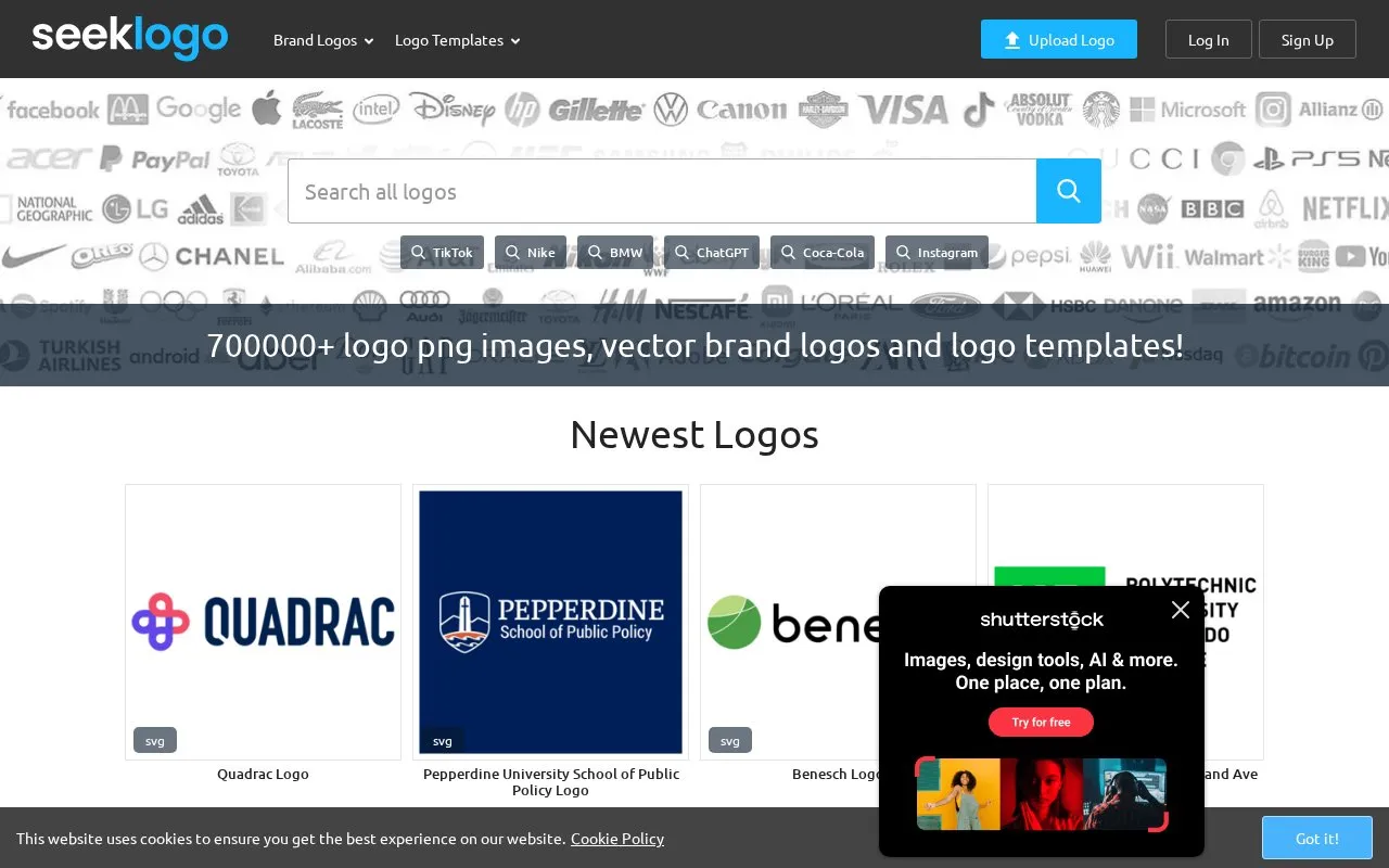 Seeklogo homepage screenshot