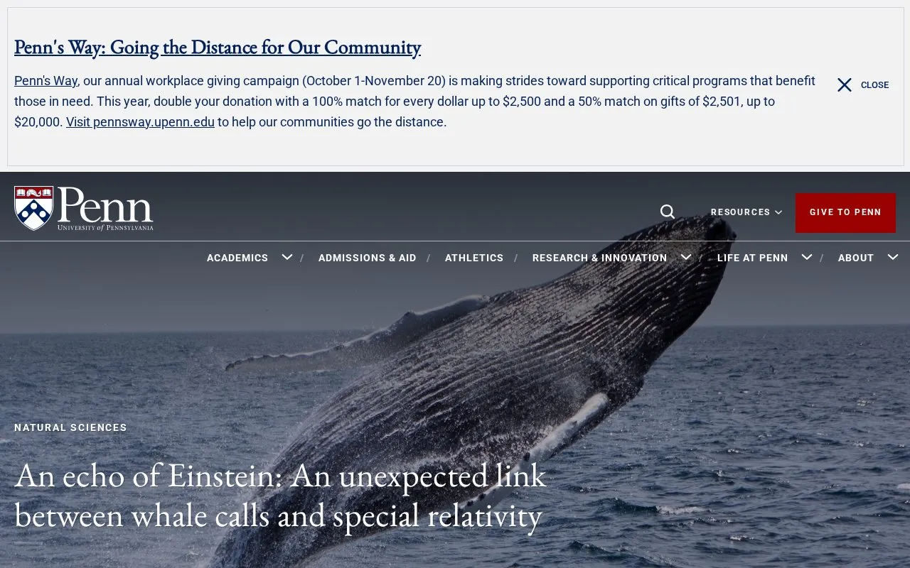 University of Pennsylvania homepage screenshot