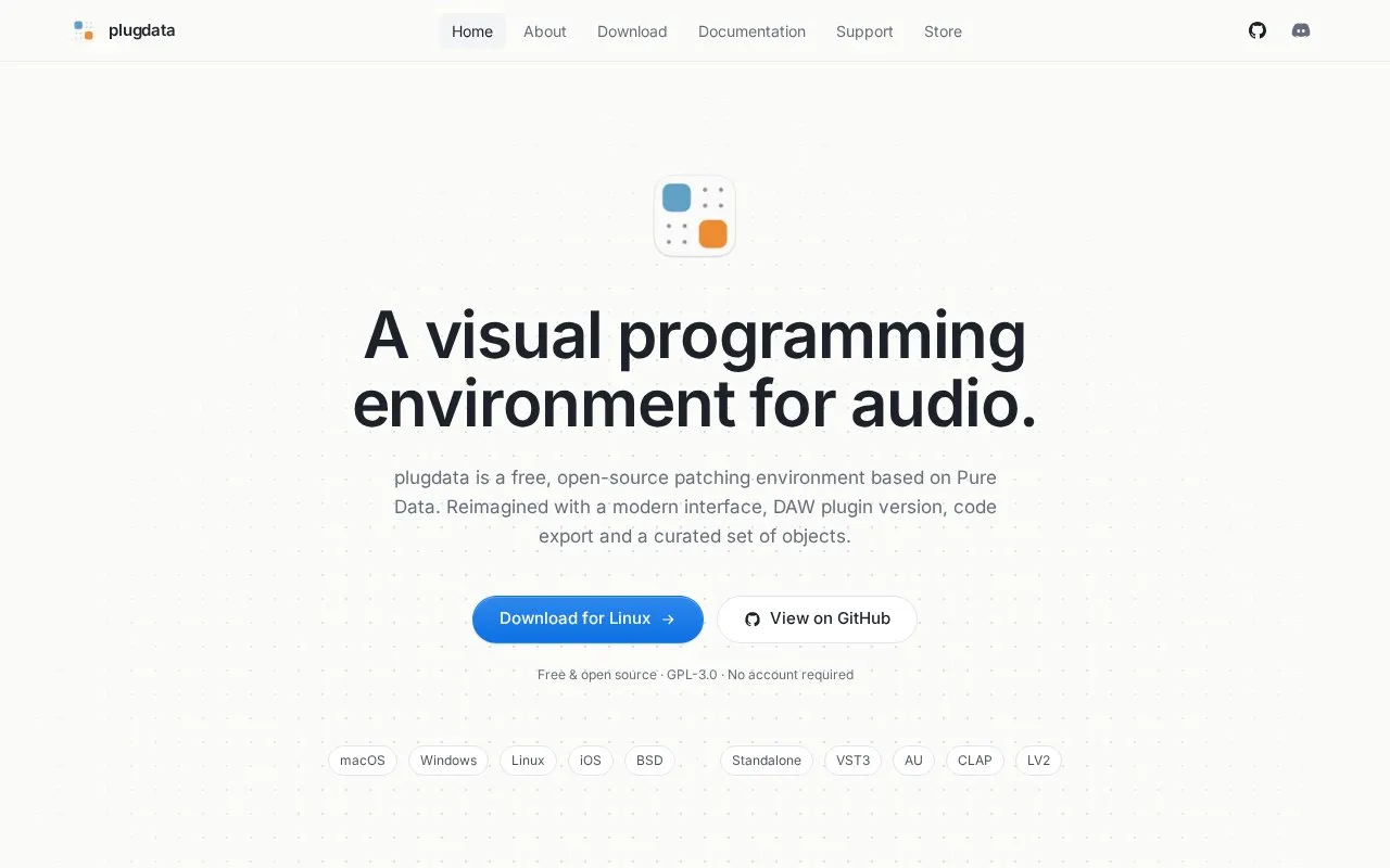 plugdata homepage screenshot