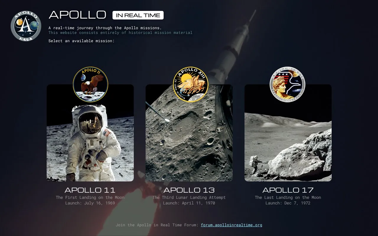 Apollo in Realtime homepage screenshot