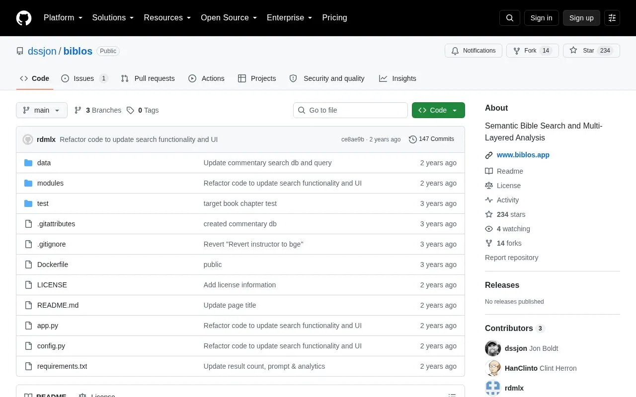 dssjon/biblos: biblos.app homepage screenshot