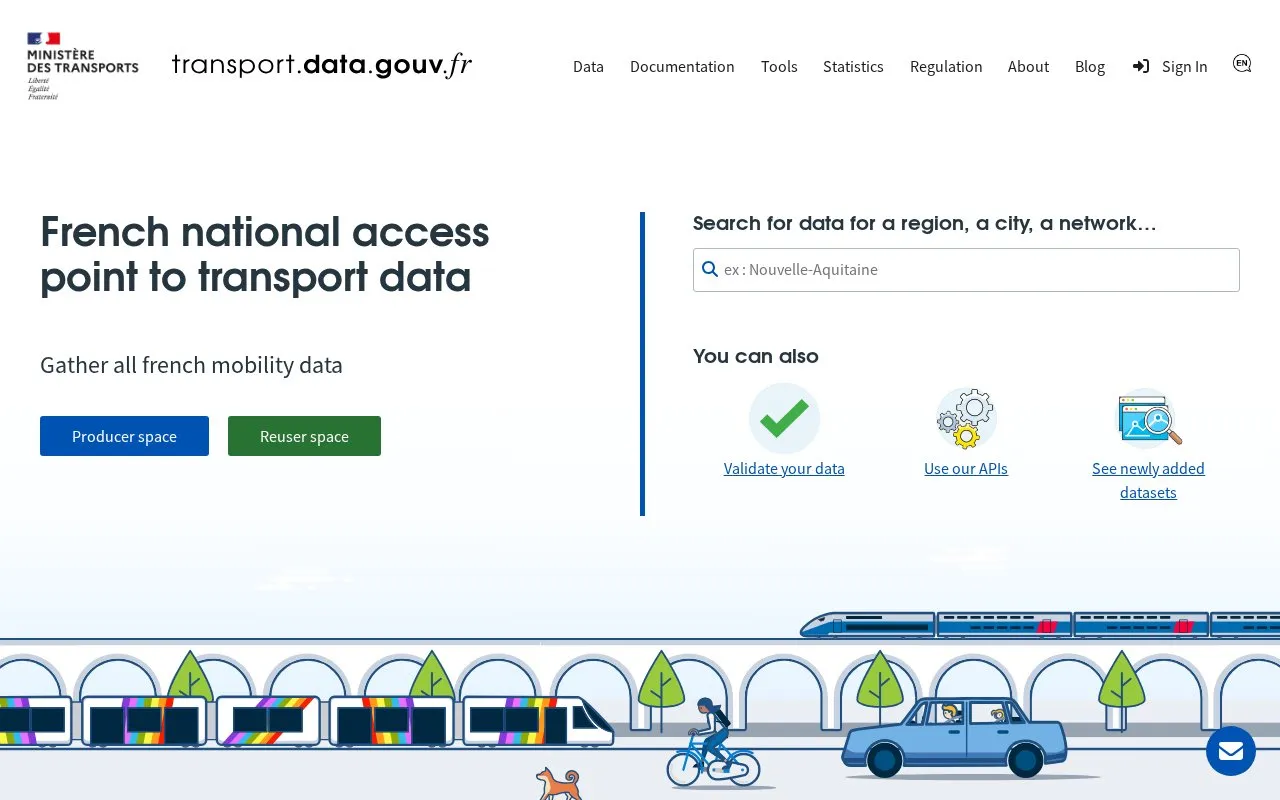 transport.data.gouv.fr homepage screenshot