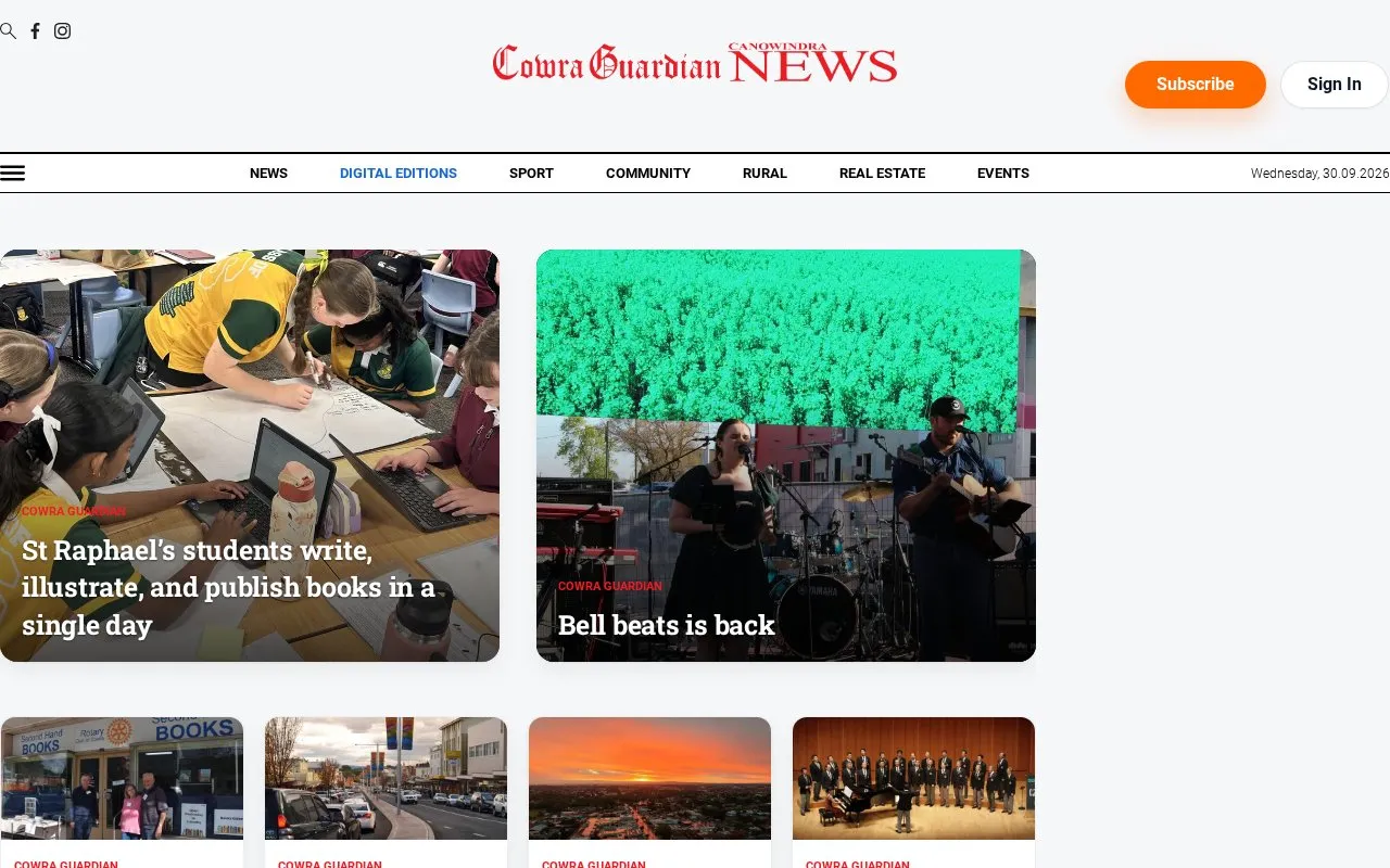 Cowra Guardian homepage screenshot