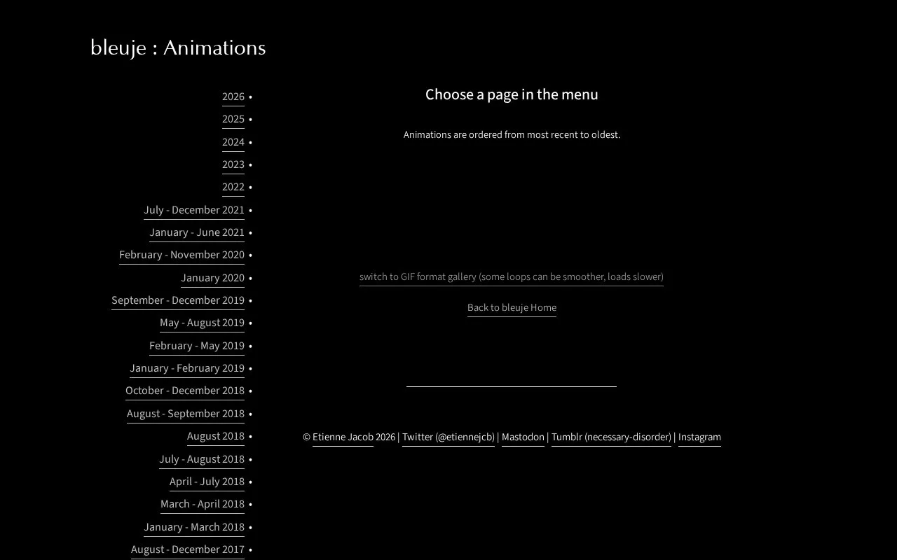 Animations homepage screenshot