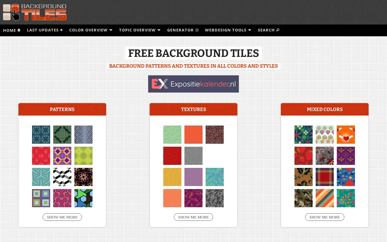 Background Tiles homepage screenshot