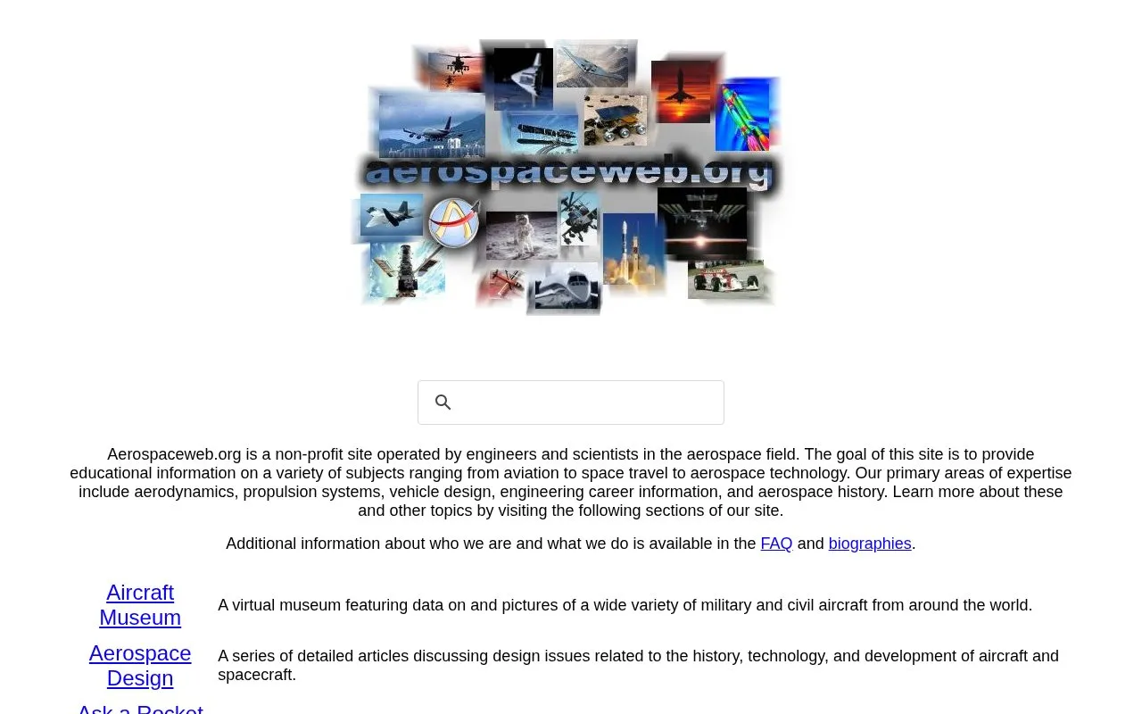 AerospaceWeb homepage screenshot