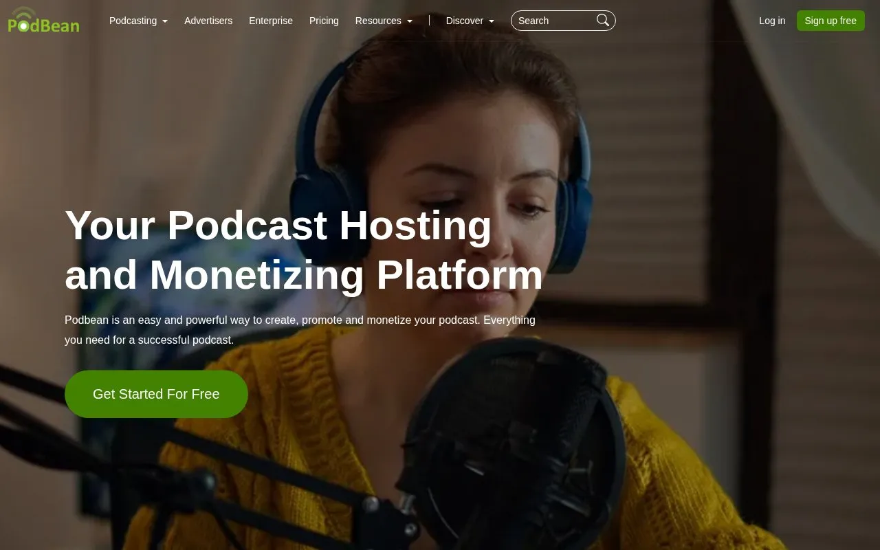 Podbean homepage screenshot