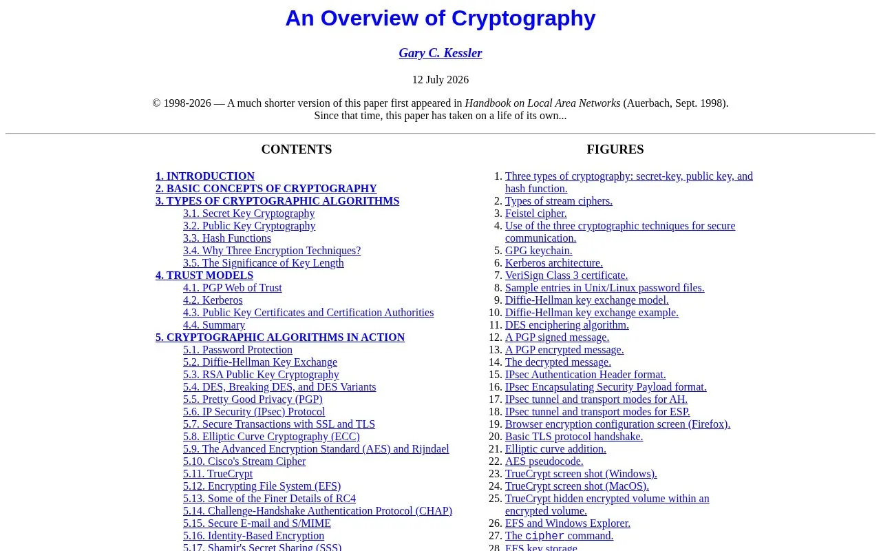 Overview of Cryptography homepage screenshot
