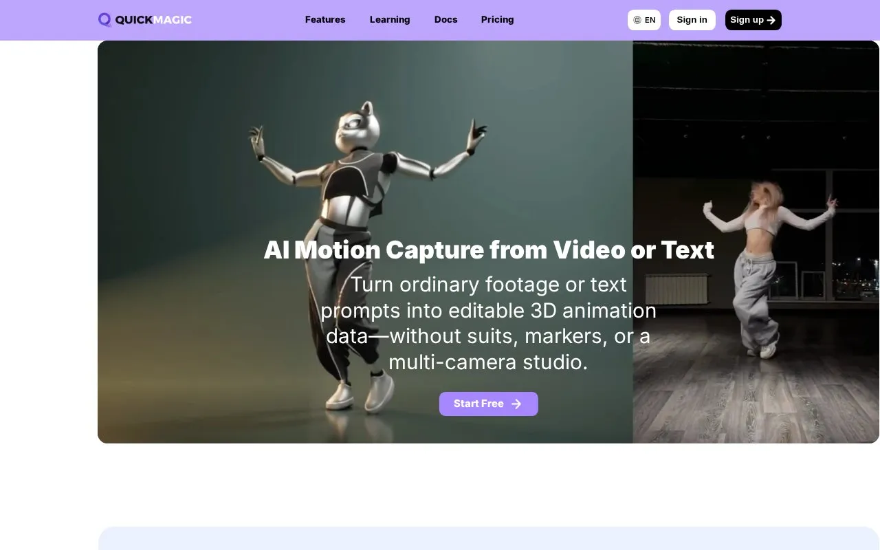 QuickMagic homepage screenshot