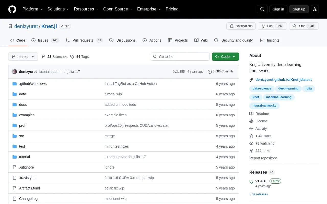 Knet homepage screenshot