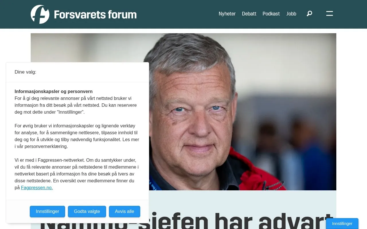 Forsvarets forum homepage screenshot