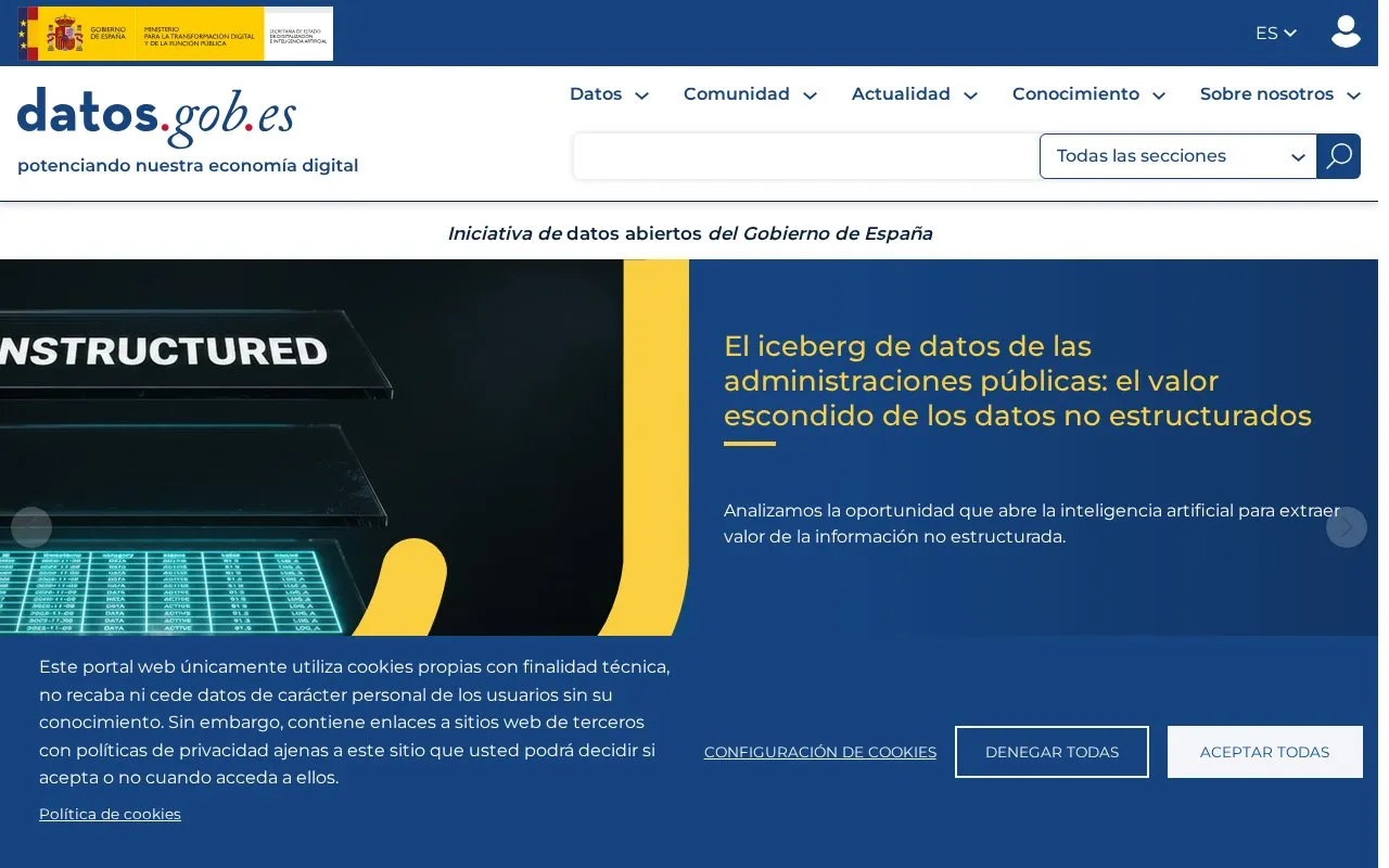 datos.gob.es - Official Spain Government Portal homepage screenshot