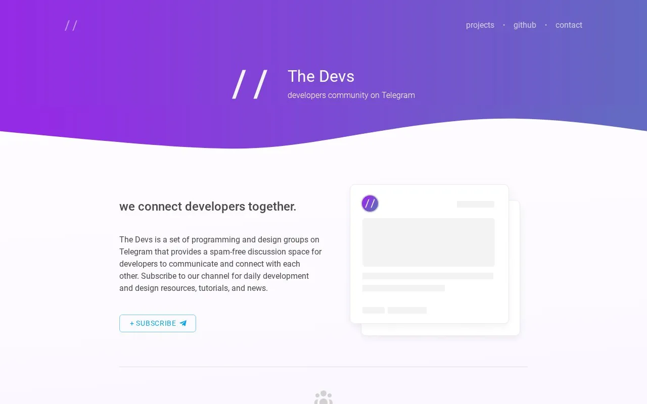 The Devs Network homepage screenshot