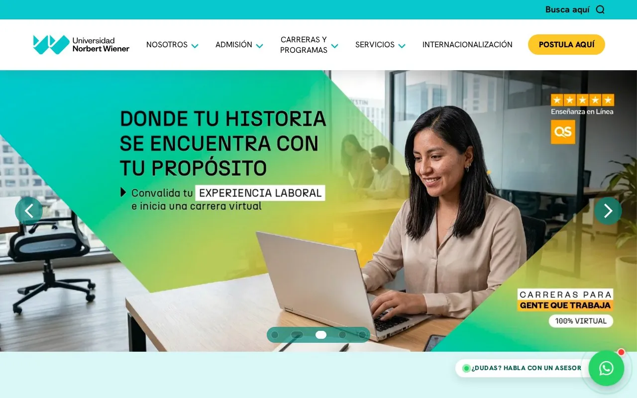 Universidad Norbert Wiener homepage screenshot