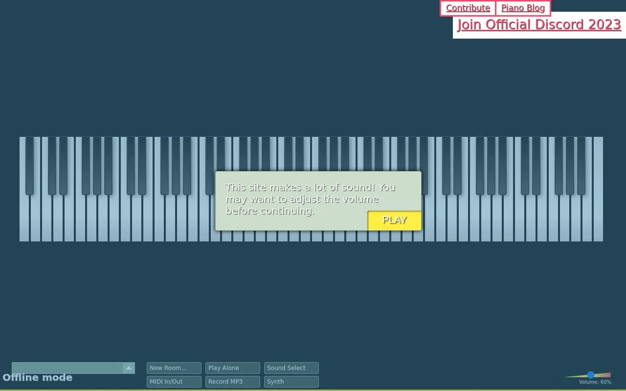 MultiplayerPiano homepage screenshot