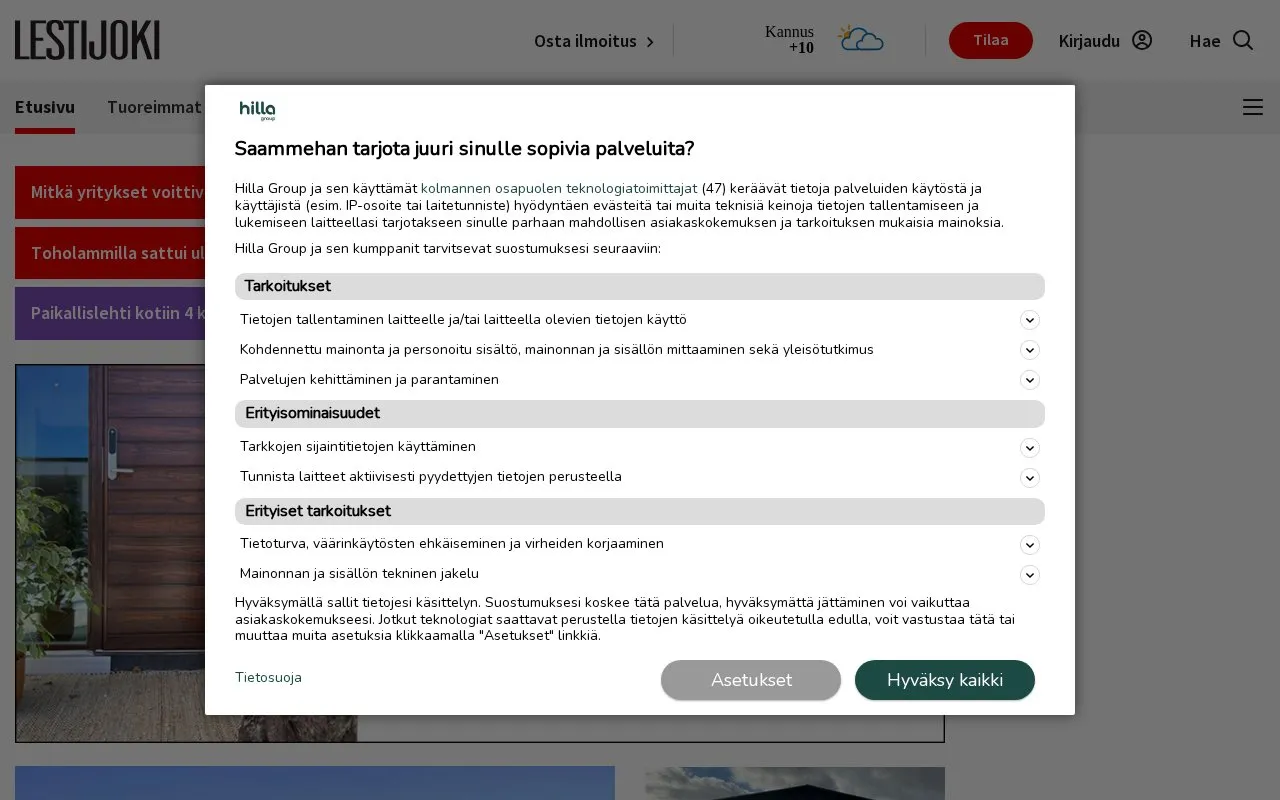 Lestijoki homepage screenshot