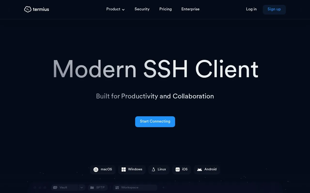 Termius homepage screenshot