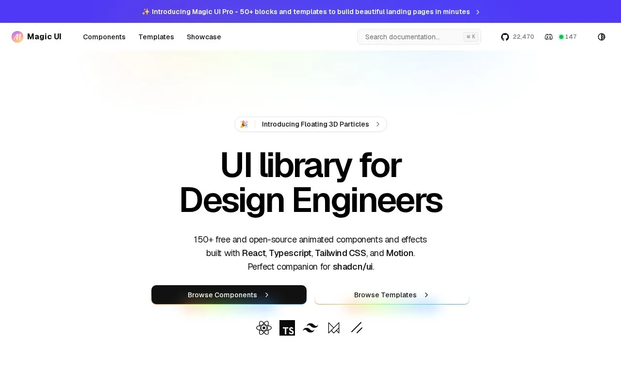 MagicUI homepage screenshot