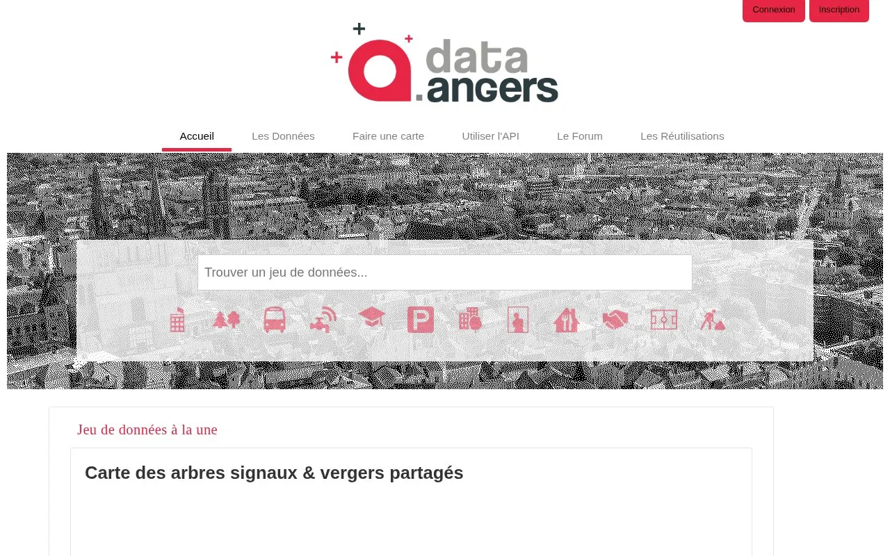 Angers Loire Metropol Data Catalog homepage screenshot