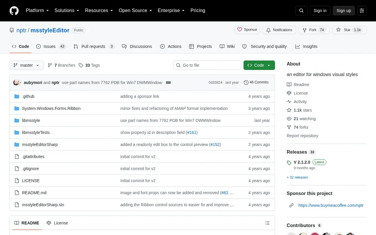 msstyleEditor homepage screenshot