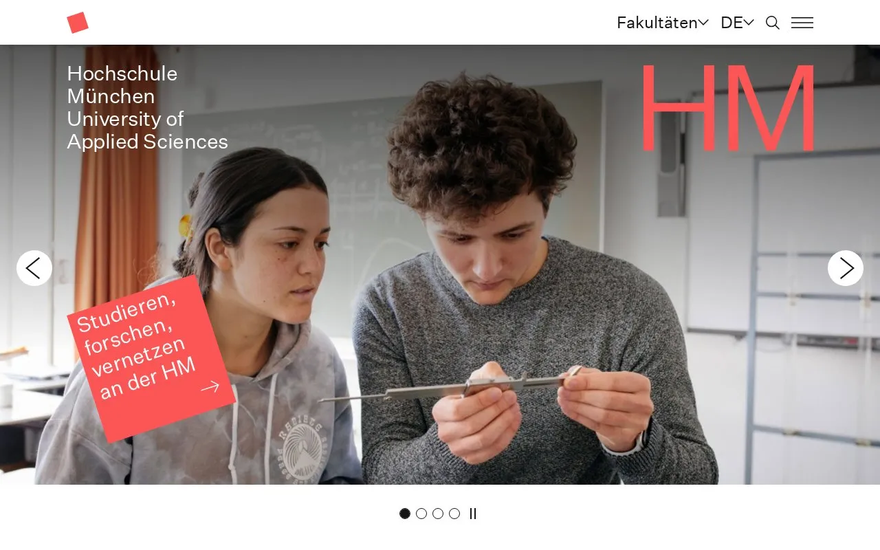Hochschule München homepage screenshot