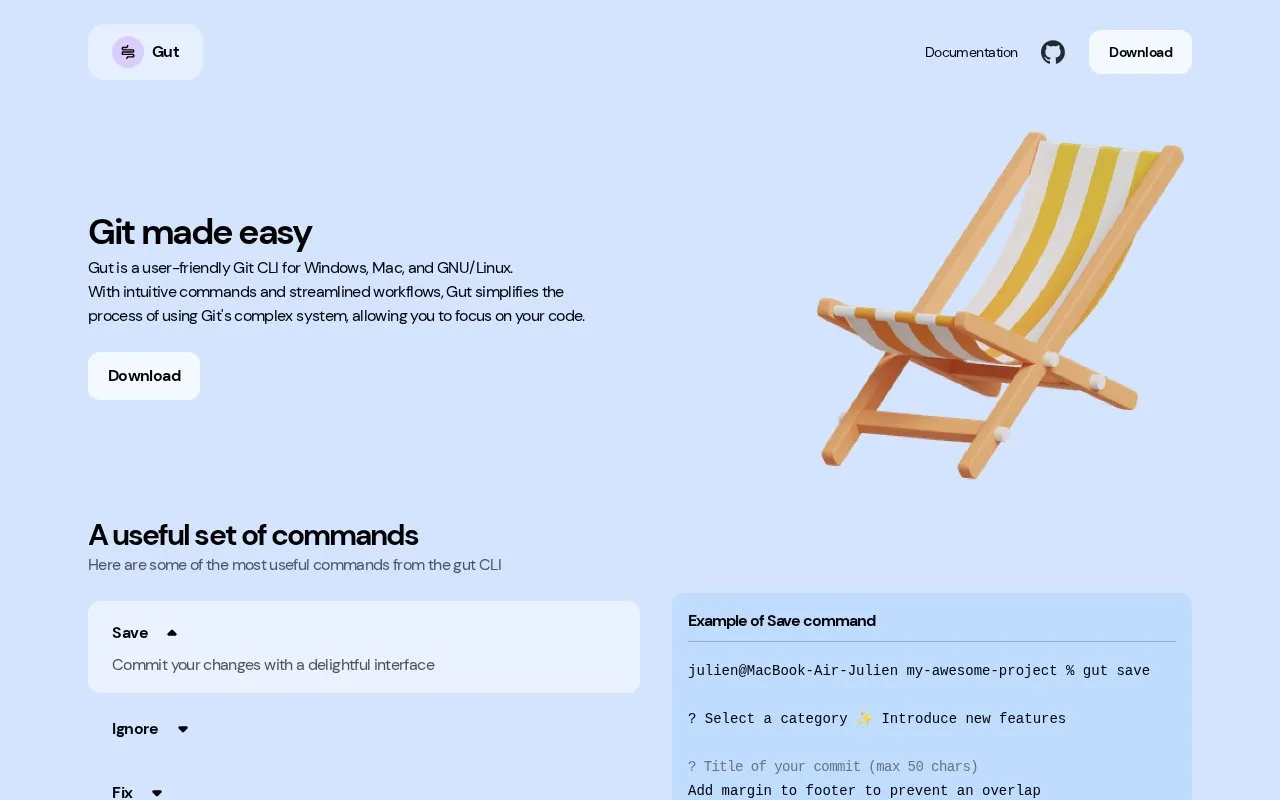 Gut homepage screenshot