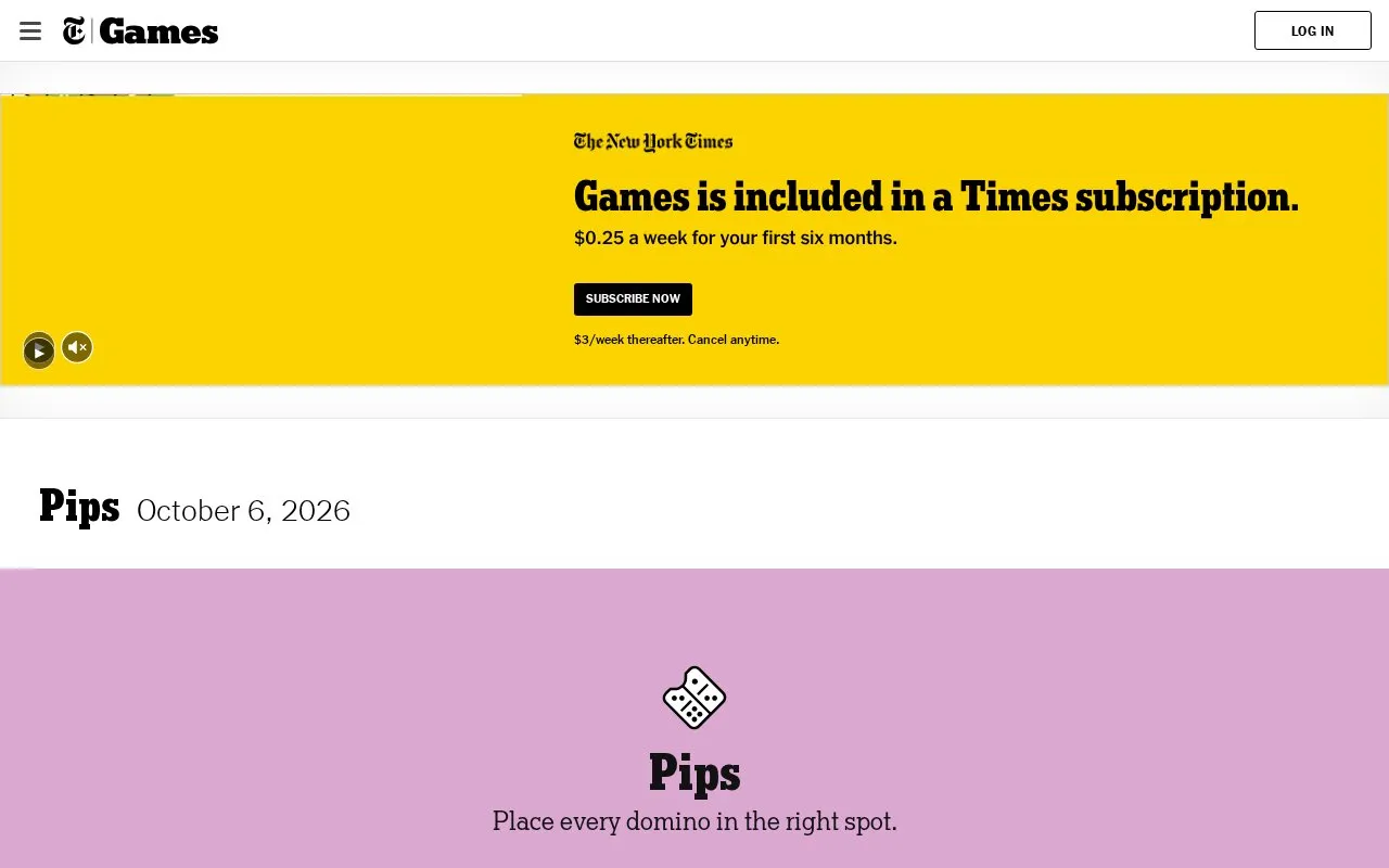 Pips homepage screenshot