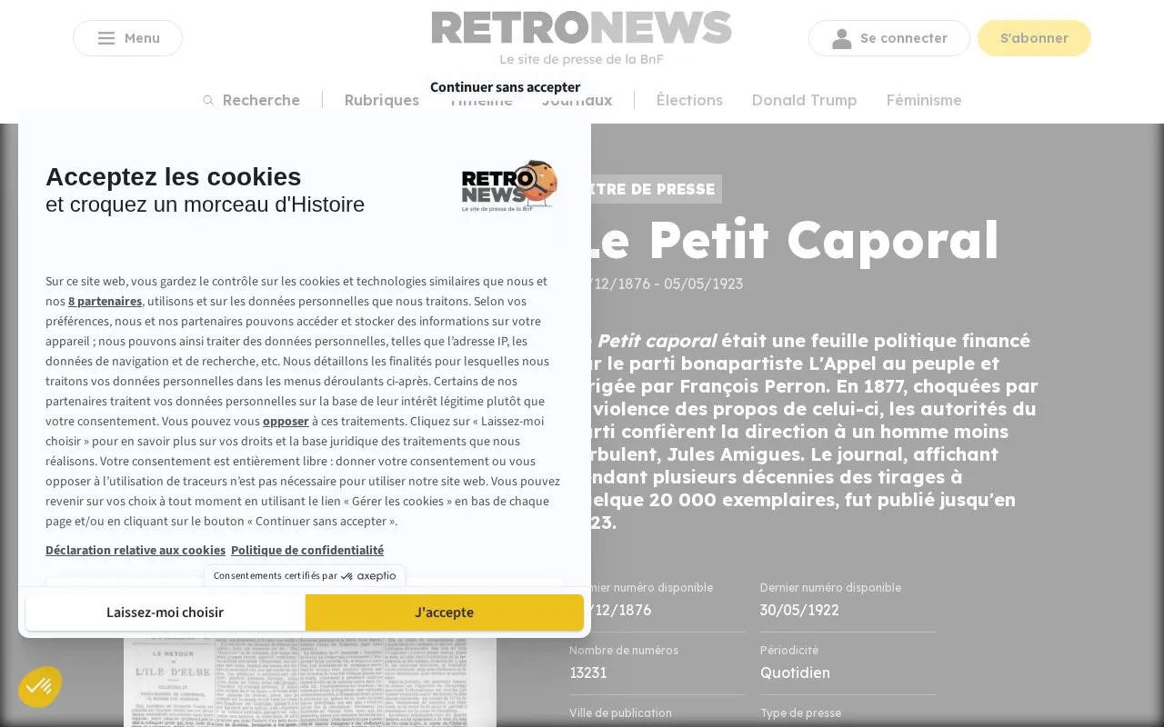 Le Petit Caporal homepage screenshot