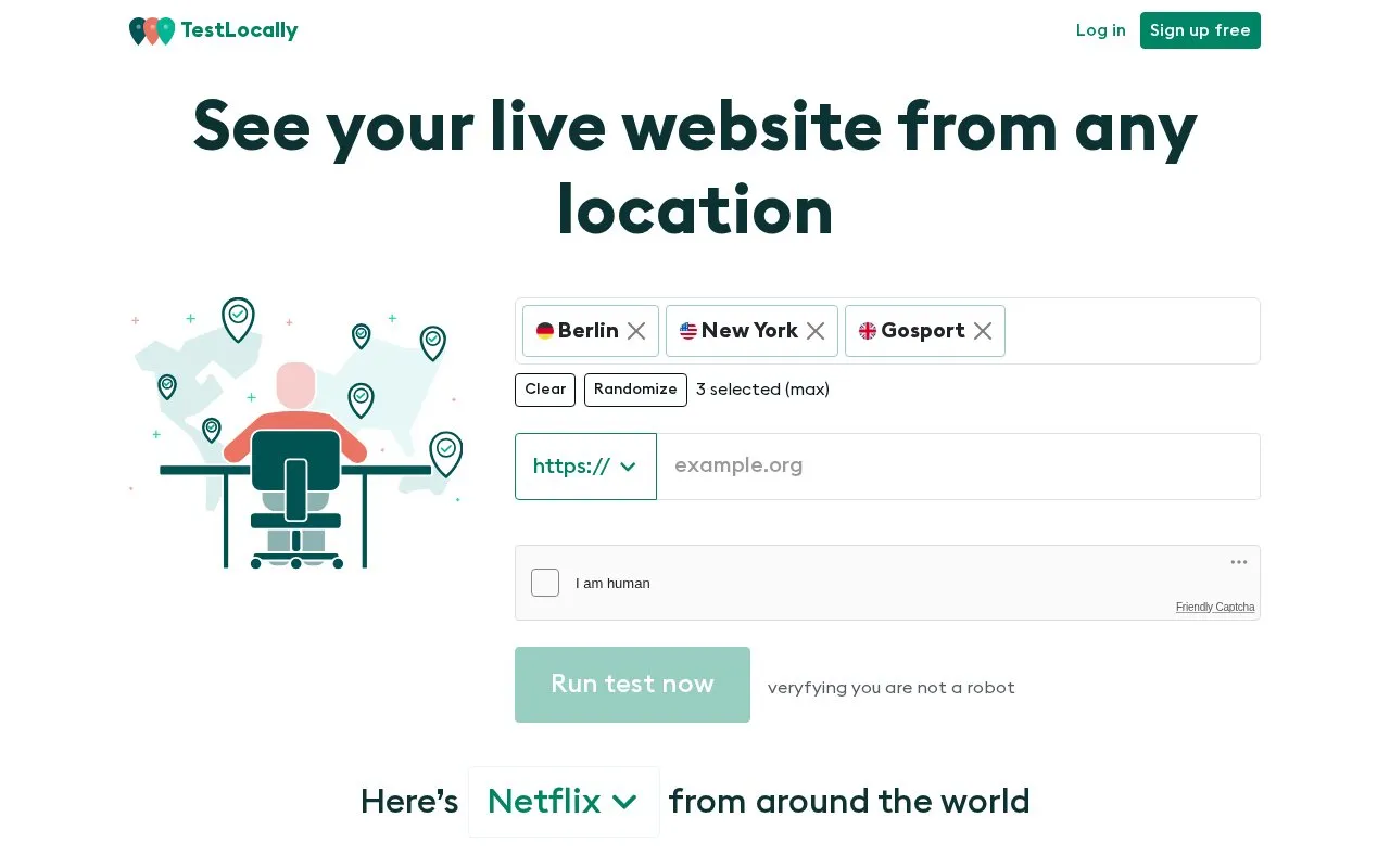 TestLocally homepage screenshot
