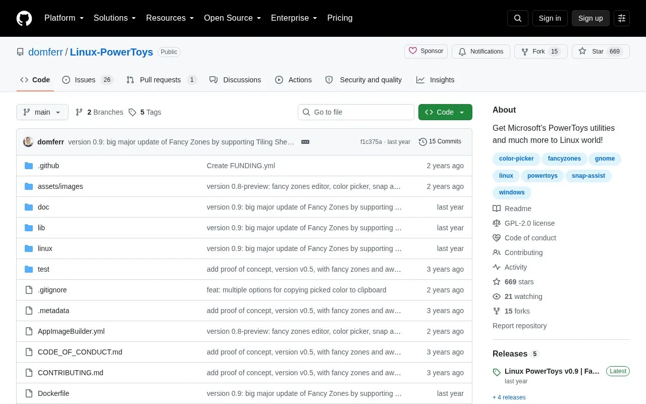 Linux-PowerToys homepage screenshot