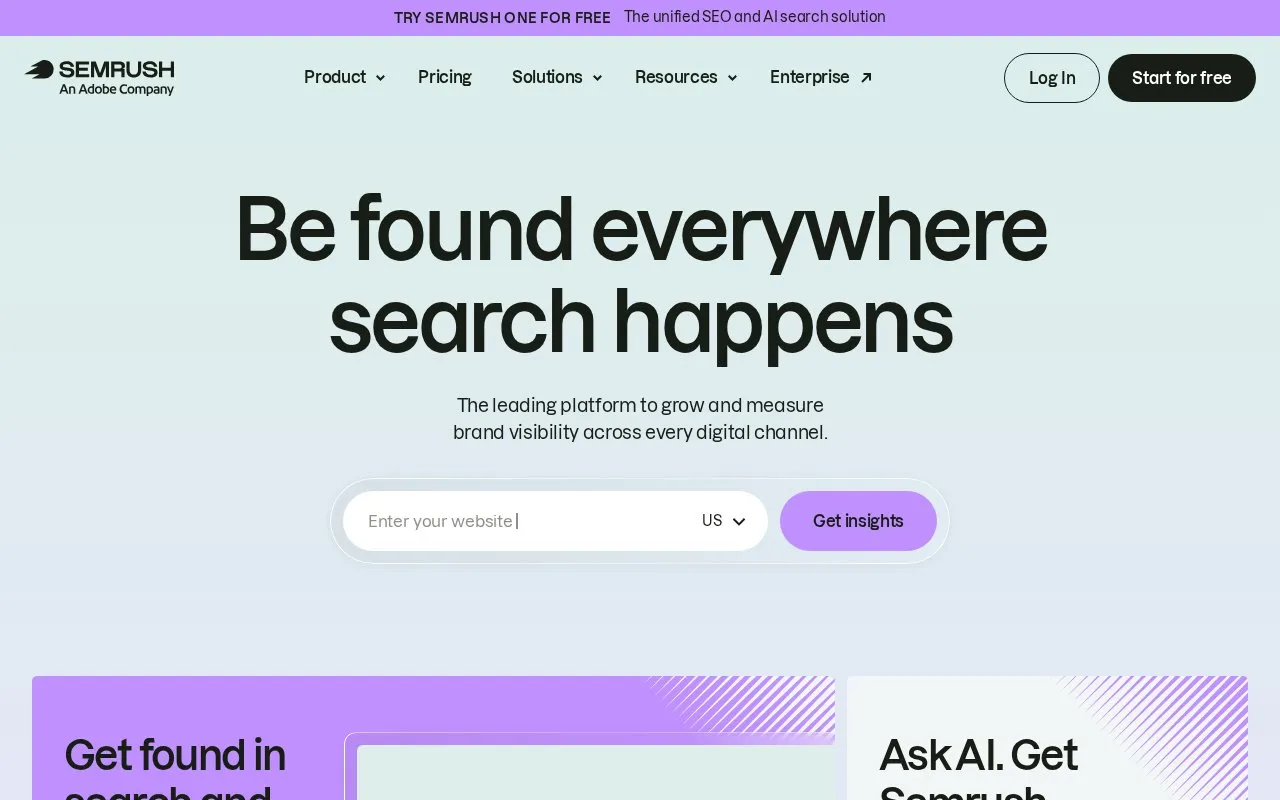 Semrush homepage screenshot