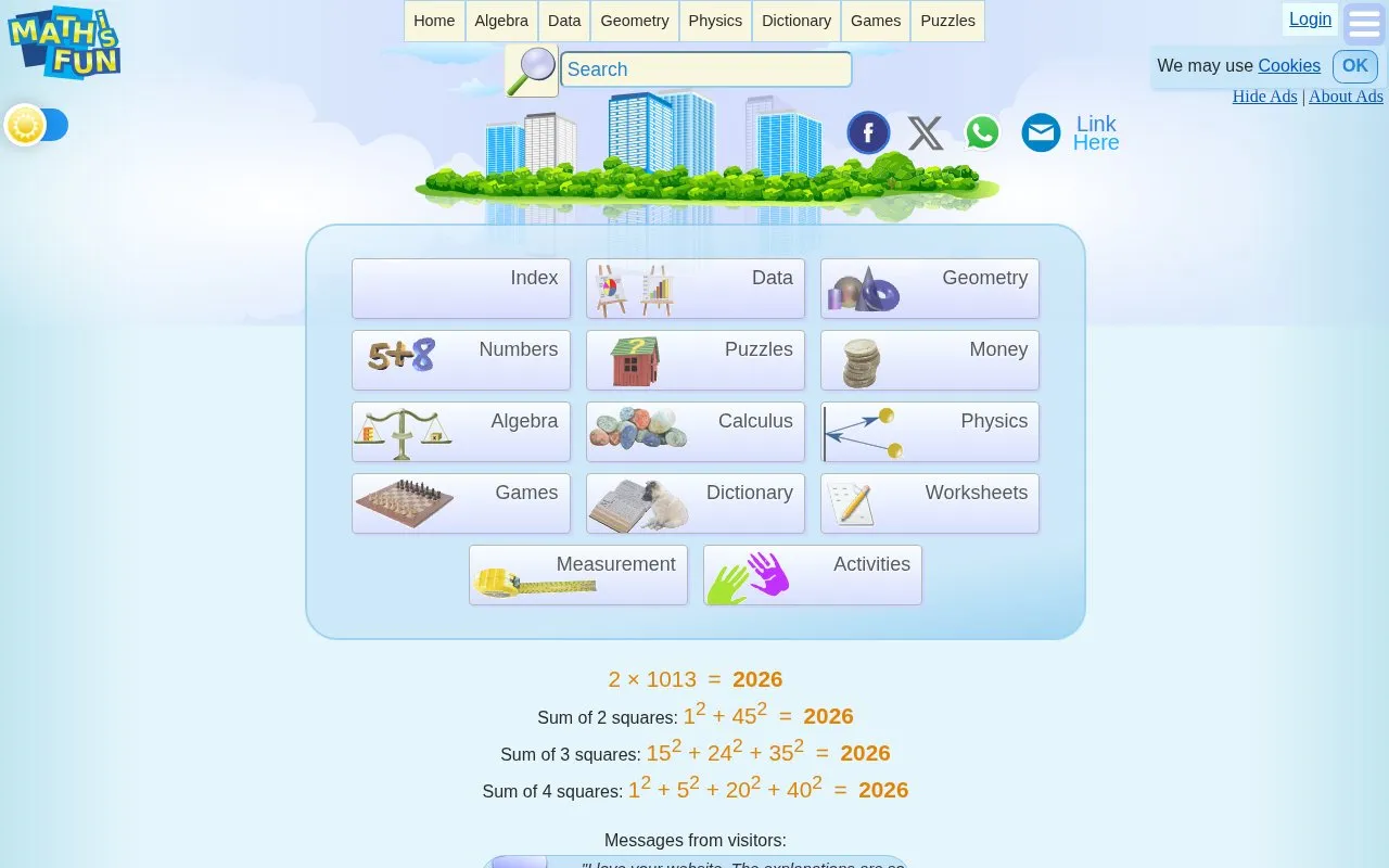 Math is Fun homepage screenshot