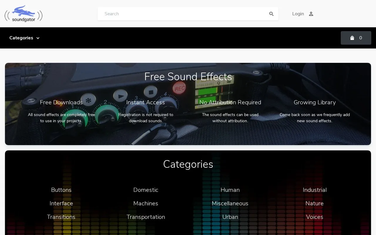 SoundGator homepage screenshot