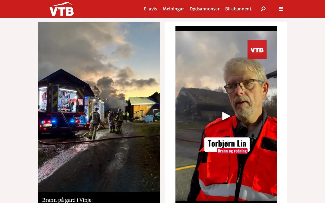 Vest-Telemark blad homepage screenshot