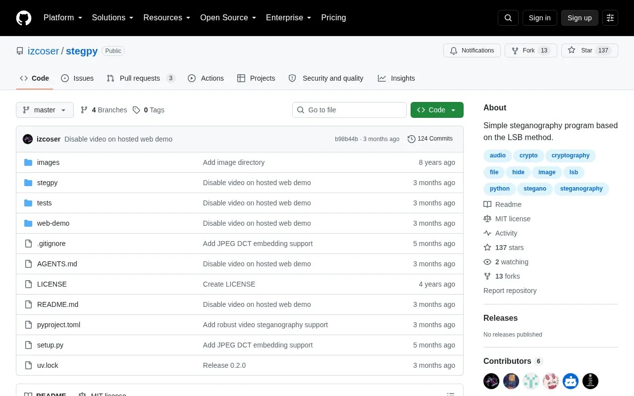 stegpy homepage screenshot