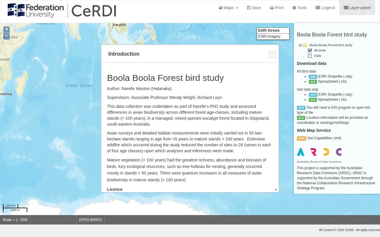 Boola Boola Forest bird study homepage screenshot