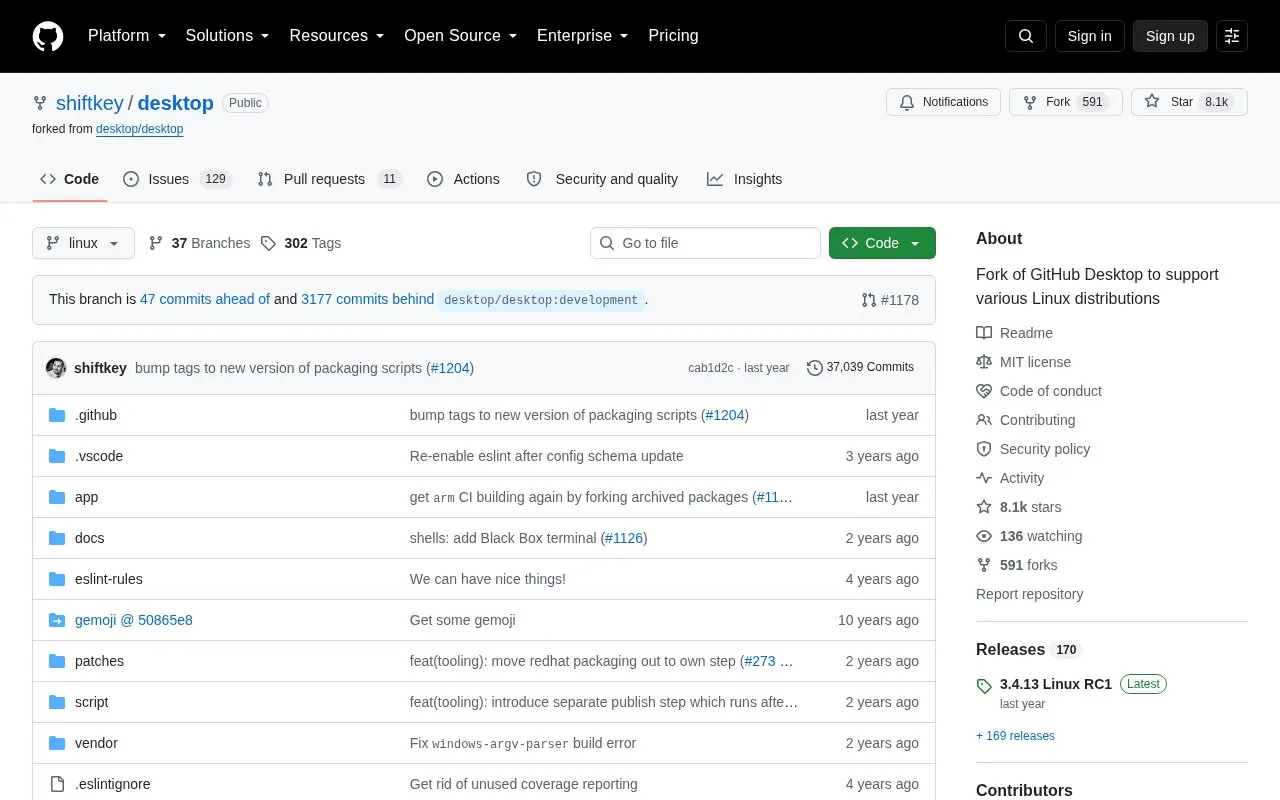 Linux homepage screenshot