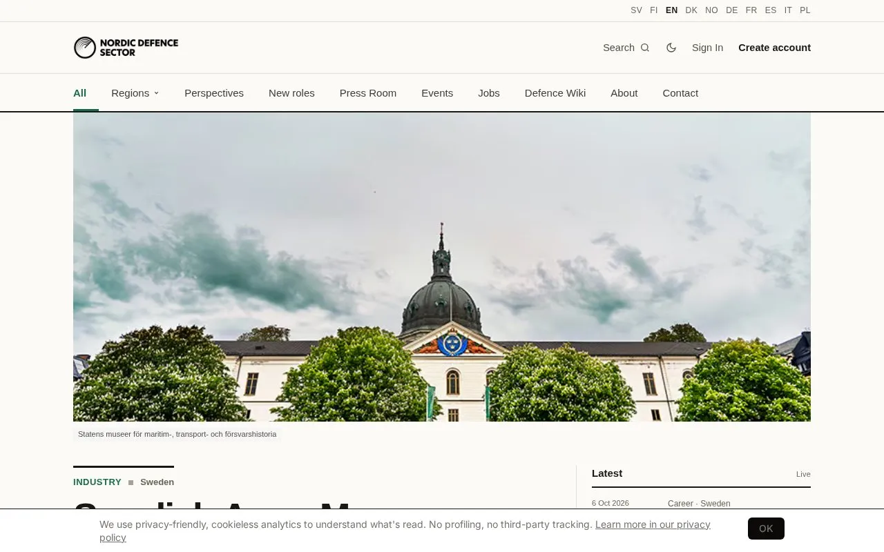 Nordic Defence Sector homepage screenshot