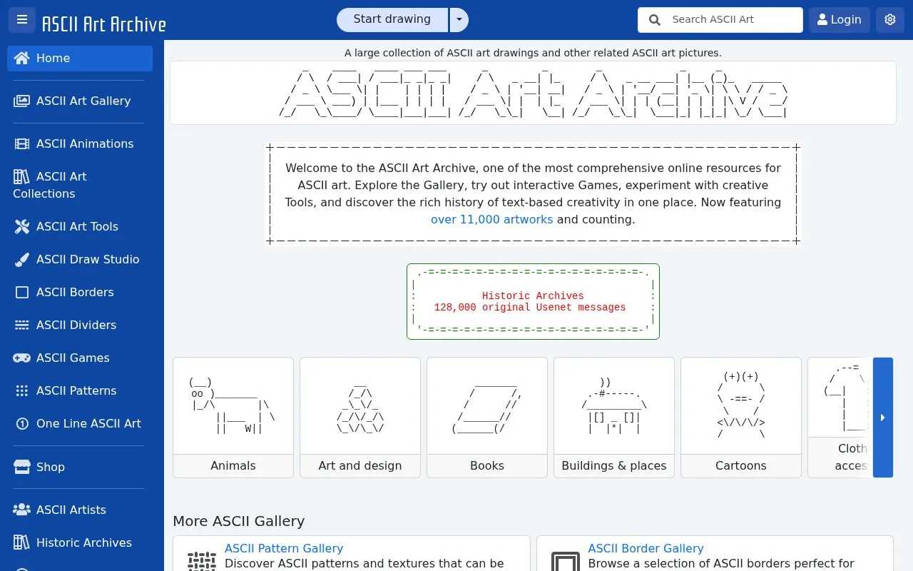 asciiart.eu homepage screenshot