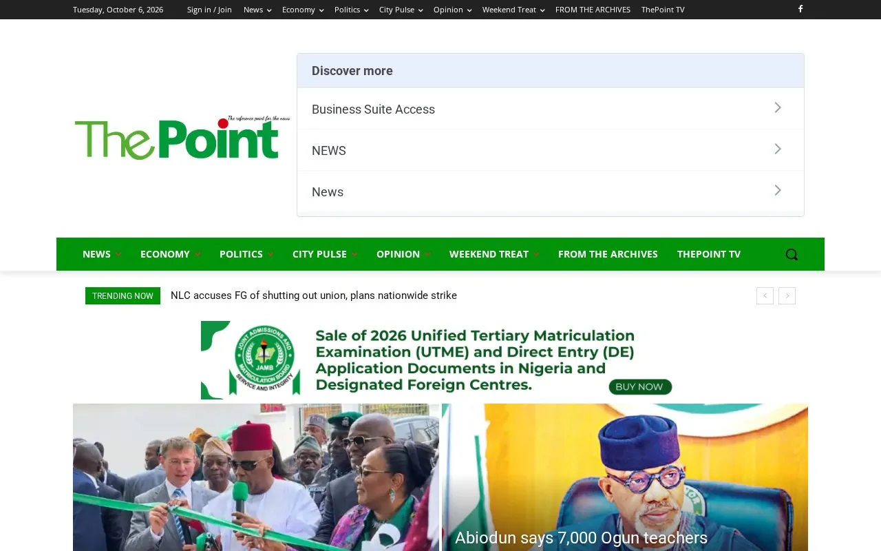 The Point homepage screenshot